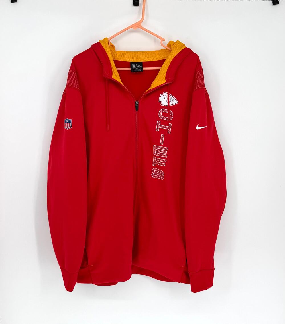 Nike Kansas City Chiefs NFL On Field Dri-FIT Full Zip Hoodie Red Mens XXL 2XL